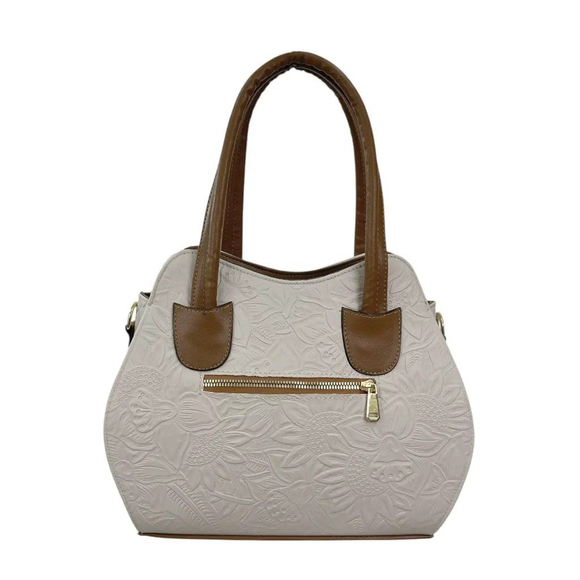Light Beige Sunflower Embossed Tooled Artisan LEATHER Hobo Bag Purse Bolsa - Picture 6 of 14